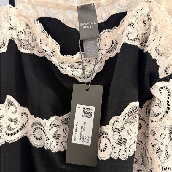 NWT Savage X Fenty Slip Nighty with Cream Lace Trim - Picture 4 of 7